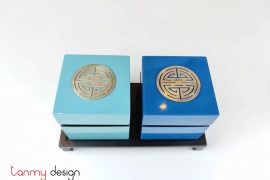  Set of 2 square boxes 10cm with long life knob  included with stand